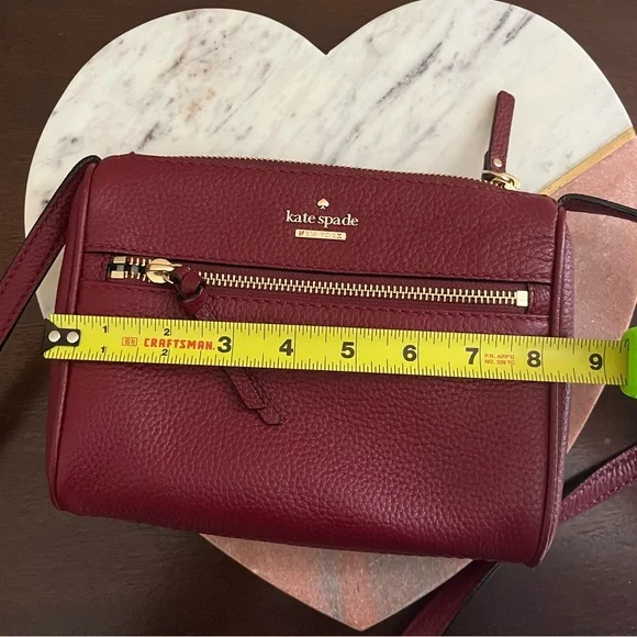 Kate Spade Red Leather Crossbody Purse Gold Hardware - Picture 9 of 11